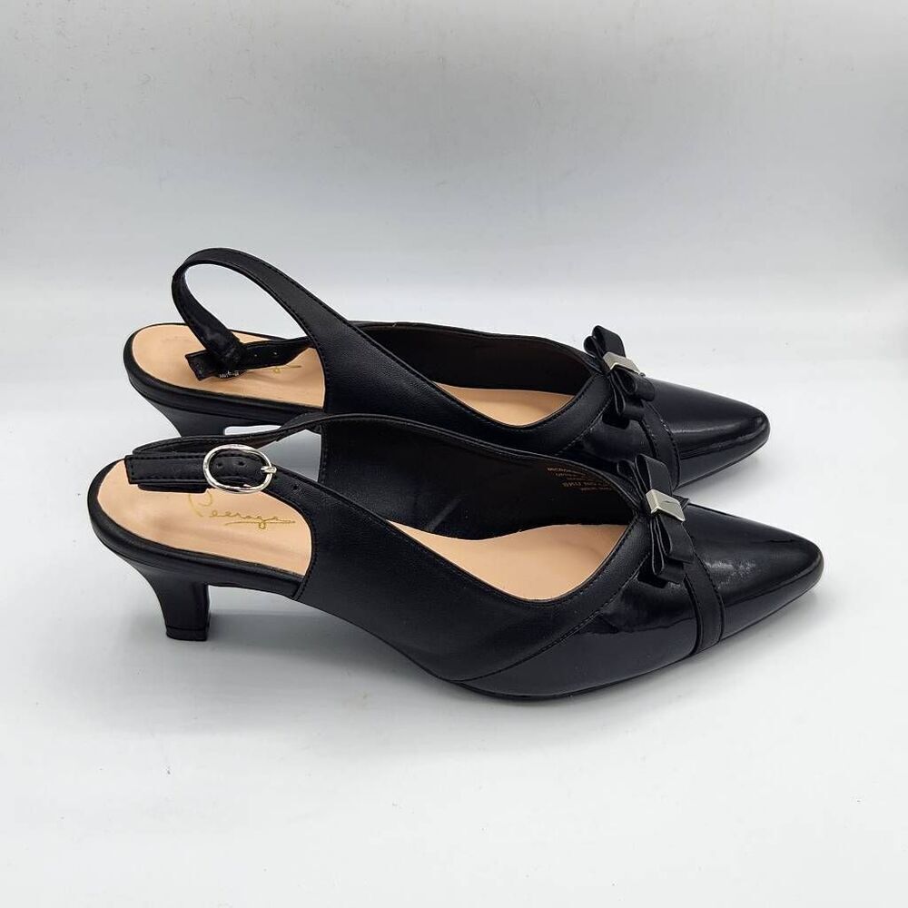 Peerage Sammy 2 Women's Wide Width 8.5 Slingback Low Heel Leather Dress Shoes - Picture 3 of 9